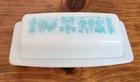 Vintage Pyrex Butter Dish Amish Butter Print Turquoise Great Condition