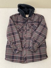 Boston Traders Hooded Flannel Quilt Lined Full Zip Snap Mens  s M Work Outdoor
