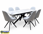 Furniture Village Jose Extending Dining Table + 6 Swivel Chairs Grey 160 - 210cm