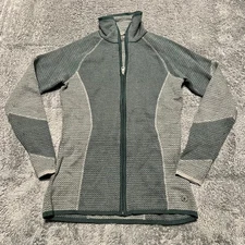 Smartwool Sweater Womens Small Zip Merino Wool Blend Green Gray *