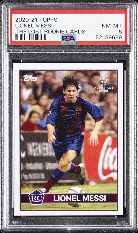 2020 TOPPS THE LOST ROOKIE CARDS LIONEL MESSI PSA 8