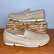 Clarks Trigenic Taupe Leather Mens Loafers Shoes Size 10.5