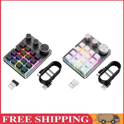 16 Keys 3 Knobs Macro Keyboard RGB LED Backlight Mini Keypad Wireless Keyboard