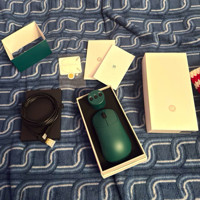 Vaxee NP-01 Ergo Wireless Mouse Green USB w/ Charging Cable & Accessories