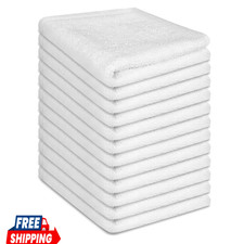 100 Cotton Washcloths Set, 12-Pack White Wash Cloths, 12x12 Inch  Highly