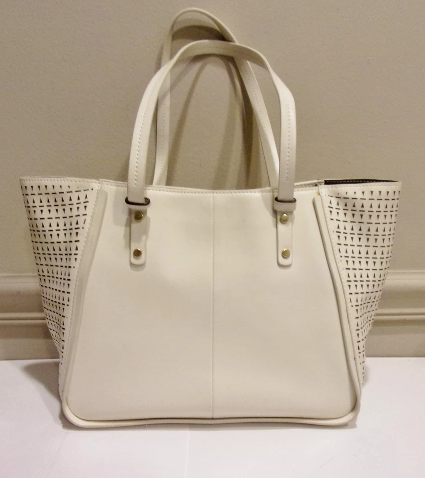 Vince Camuto White Smooth & Perforated Genuine leather Tote Shoulder Handbag - Image 2 of 4
