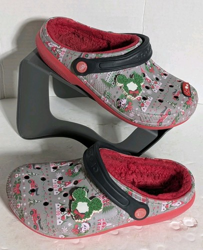 Crocs x Disney Parks 2019 Holiday Christmas Mickey Mouse Clogs Grey Women 7 M5