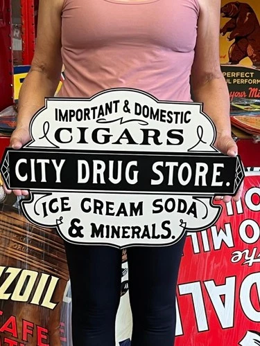 Vintage Style Metal Sign City Drug Store NOT Porcelain 22x16 Made in USA