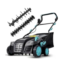 Lawn Scarifier and Aerator,15A Electric Lawn Rake with 40cm Working Width,5 P...