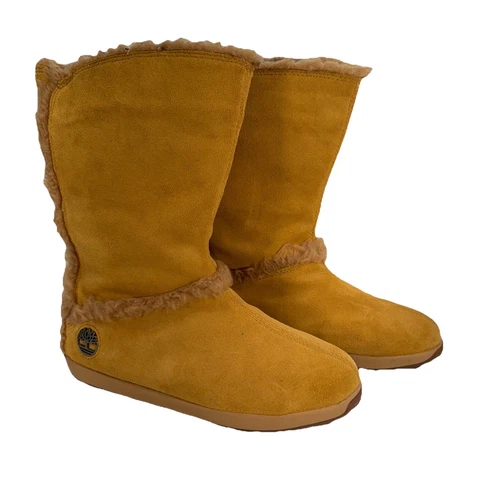 Stivali Timberland Mukluk da donna taglia 9 foderati in pelliccia stivali invernali pull on scamosciati marroni Y2K