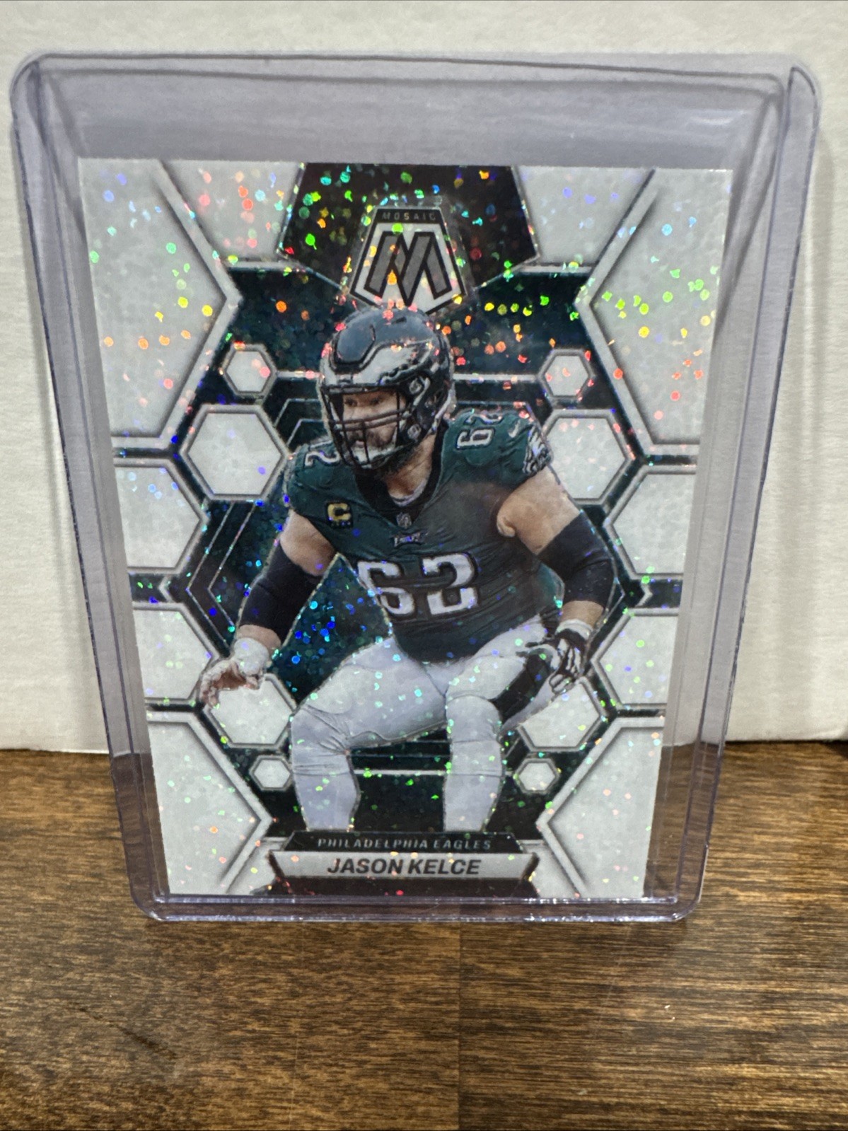 2023 Panini Mosaic - Jason Kelce #196 White Sparkle Prizm SP Philadelphia Eagles