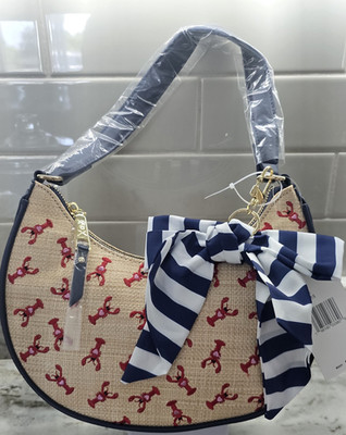 Lobster Shoulder Bag Small Raffia Nautical Purse Coastal Betsey Johnson red NEW
