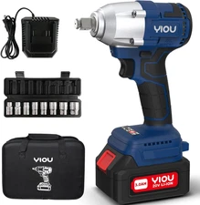 YIOU 20V MAX Cordless Impact Wrench Kit, 1/2 Inch, Compact, Blue
