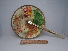Foldaway Handbag Fan Santa Clause- Paper and Brass Tone - Keep Cool and Be Gay