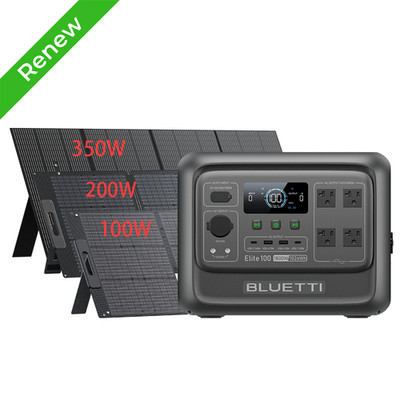 BLUETTI Elite 100 V2 1800W 1024Wh Power Station+100W/200W/350W Solar Panel Combo