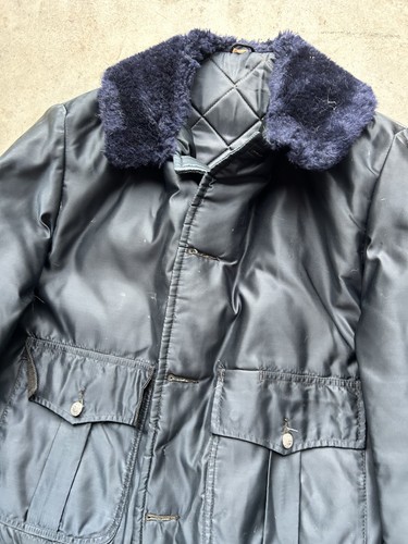 Vintage 70s Gerber Car-Duty Jacket US Navy Style Union Made Fur Collar Ideal Zip - Picture 2 of 11