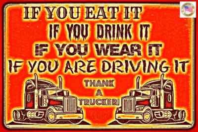 THANK A TRUCKER SIGN METAL 8X12 USA MADE BAR OFFICE MAN CAVE TRUCK DRIVER GIFT