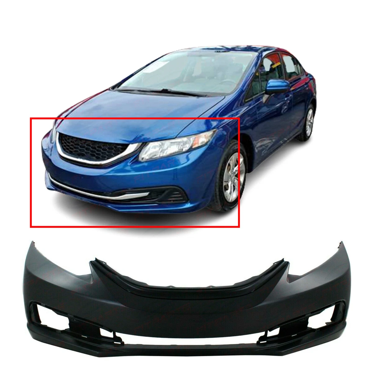 Front Bumper Cover for 2013 2014 2015 Honda Civic Sedan 13 15