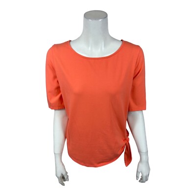 Belle by Kim Gravel Triple Luxe Grommet Side Tie T-Shirt Top Coral Medium Size