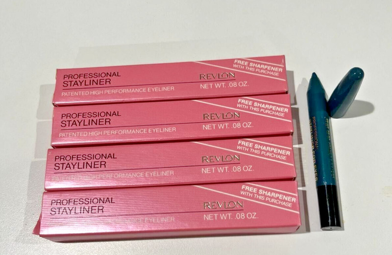 4 PIECES OF REVLON PROFESSIONAL STAYLINER EYELINER IMPERIAL TEAL *VINTAGE* NIB