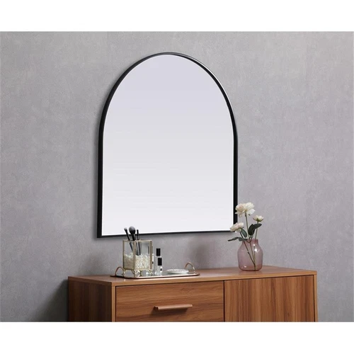 Elegant Decor Ayra 36x36" Arch Modern MDF Wood/Iron Mirror in Black - Picture 8 of 9
