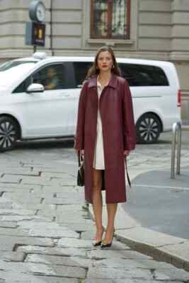 burgundy dress coat womens New Women Trench Stylish Handmade Genuine Leather Lambskin Soft black bridal wedding gown SHEIN Lady Plus Size Color:US26W This coat is warmth
