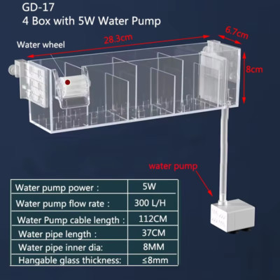 Aquarium Wasserfall Filterbox Wandmontage Eingebaut Leise Zirkulation Wasser Pu