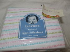 New Gerber One Knit Crib Cotton Sheet  Pink, Blue and Green Twist NIP