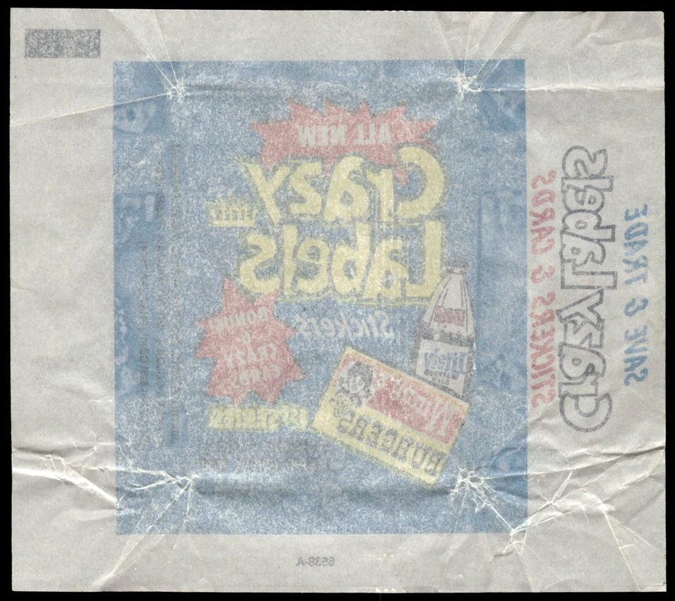1979 FLEER CRAZY LABELS  STICKERS 1ST SERIES WRAPPER Type 2 - Image 2 of 2