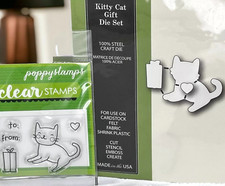 Poppy Stamps Kitty Cat Gift Tag To From Stamp with Coordinating Dies Bundle