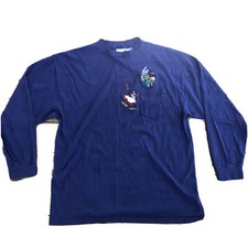 Vintage Disney Store XL 7 Dwarves Purple Embroidered Long Sleeve Shirt XL