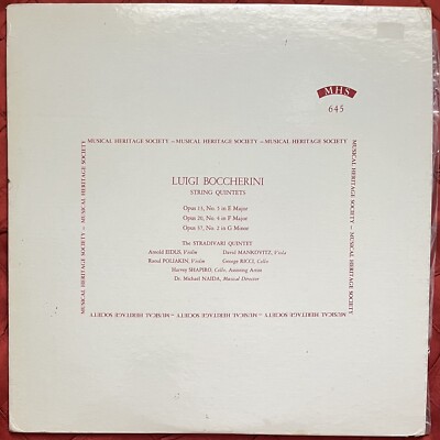 still sealed Eidus Stradivari Quintet Luigi Boccherini String Quintets MHS 645