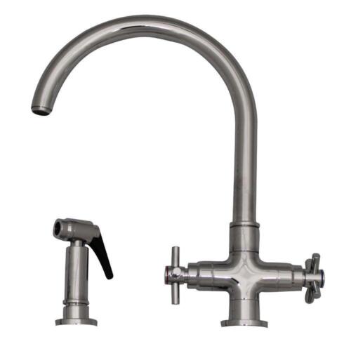 Whitehaus 3-03954CH85-POCH 2-Handle Side Sprayer Kitchen Faucet Polished Chrome
