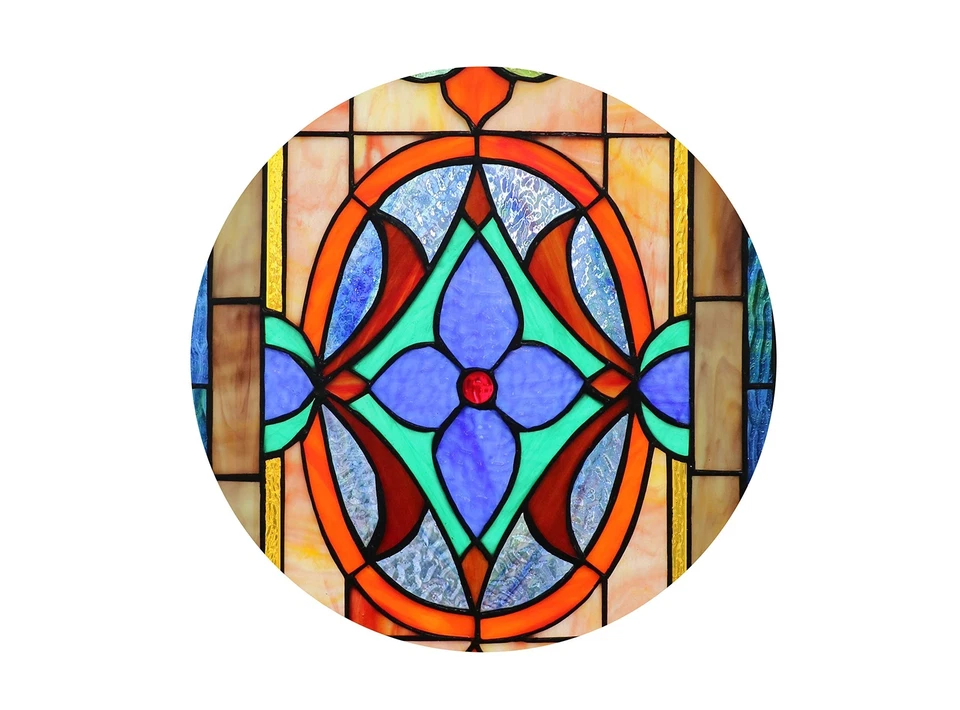 Extra Large Horizontal Transom Window Stained Glass Window Panels Hanging 26"... - Image 3 of 4