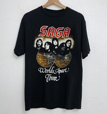 1982 SAGA IN TRANSIT WORLDS APART tour BLACK All Size Shirt AH1875