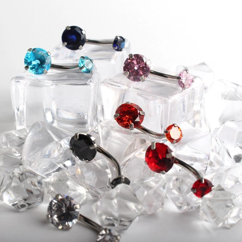 New Belly Button Rings Dangle Crystal Rhinestone Navel Bar Barbell Body Piercing - Image 4 of 4