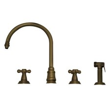 Whitehaus WH13664-ABRZ Evolution 1 2-Handle Side Sprayer Kitchen Faucet in Antiq