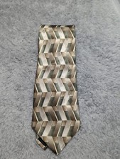 Stafford Necktie Silk Geometric Green Brown