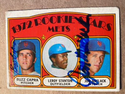 1972 Topps Mets Rookie Stars #141 Autographed Card Buzz Capra & Jon Matlack