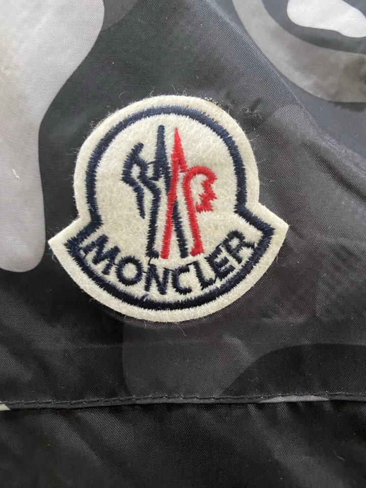 Camo Hooded Windbreaker Jacket Moncler Style Designer XL Black Gray Not Original - Image 2 of 4