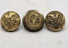 Post Civil War Button Lot Of 3 - NC State Seal - General Service Coat Buttons