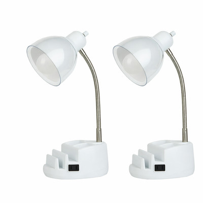 2-Pieces Mainstays Multi-Purpose Organizer Task Lamp White Not Include Bulbs