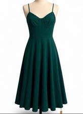 NWT Reformation Emerald Green Glenda Midi Fit and Flare Dress M