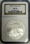 2007 $1 American Silver Eagle NGC MS70