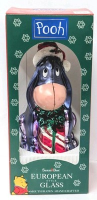 Disney Eeyore Christmas Ornament Santa's Best European Glass Winnie the Pooh 7''