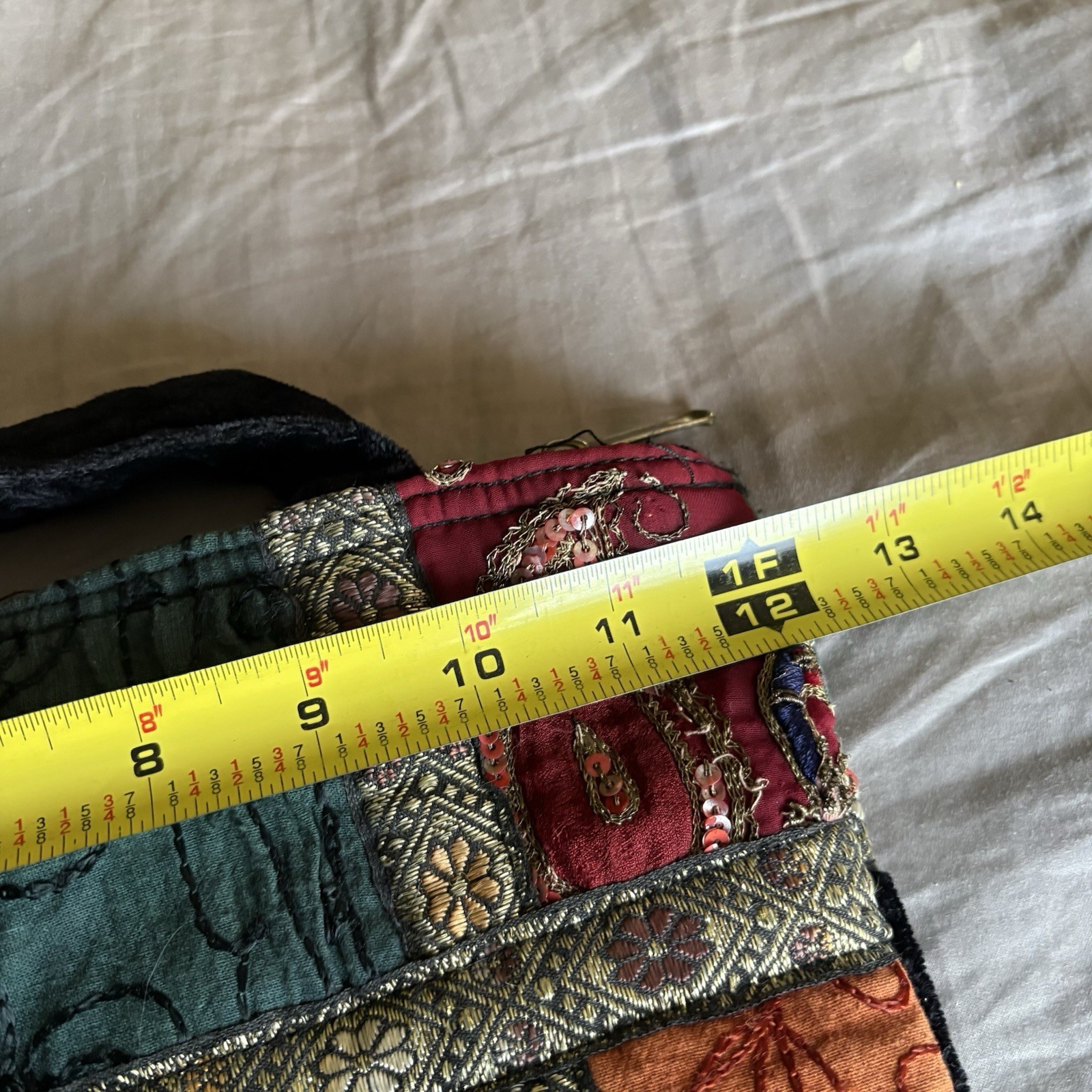 Vtg Multi-Colored Patchwork Purse Shoulder Bag Re… - image 3