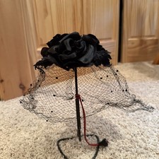 Vintage Black Rose Veil Mesh Headband Birdcage Lace Fascinator