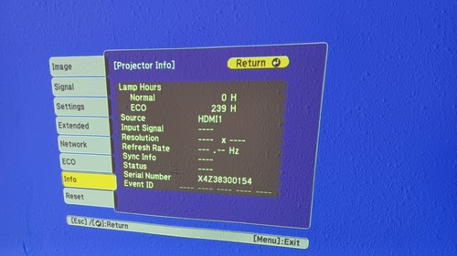 Epson PowerLite 109W 3LCD Projector 4000 Lumens 1280 x 800, No Remote 239 Hours! - Afbeelding 4 van 5