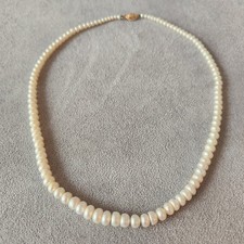Graduated Pearls Necklace Women's White Beaded Formal Classic Elegant Gift
