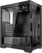 Gaming PC Mid-Tower Case High Airflow Tempered Glass ATX 2x 120mm Fans Black